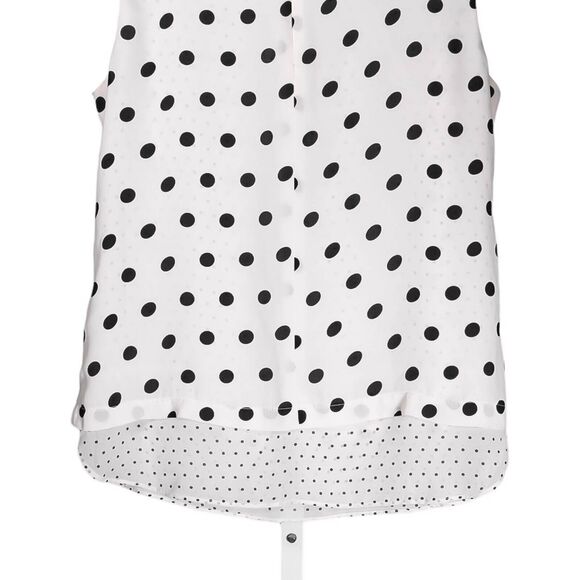 Rose + Olive Women's Blouse Ivory Black Polka Dot Sleeveless Lined Layered Top S - Picture 7 of 8
